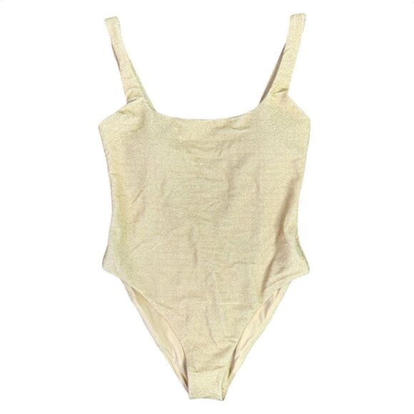 aerie Real Good UPF 50 One Piece Cheekiest Swimsuit - Size Medium - Gold - Picture 1 of 5